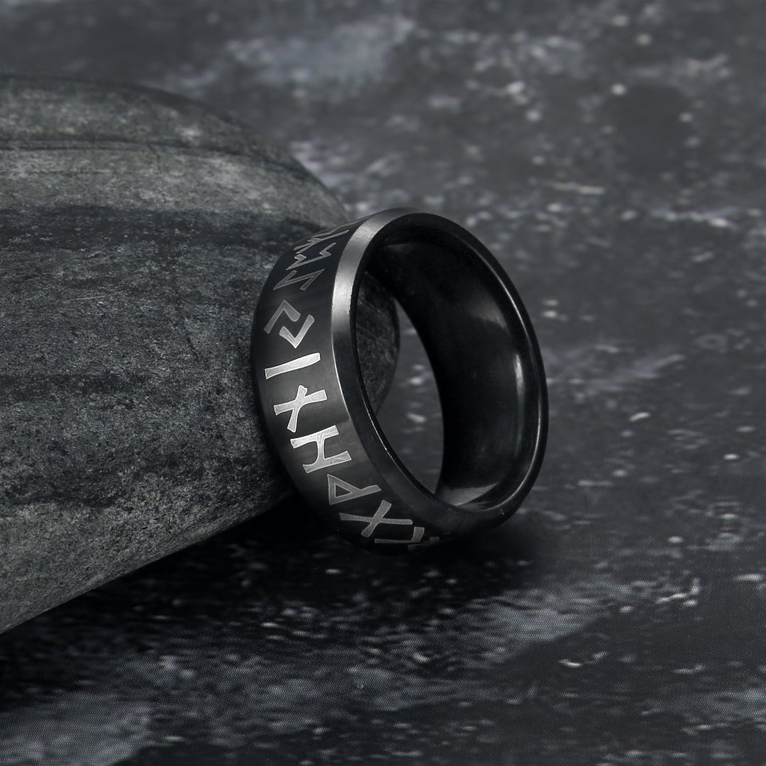 Nordic Pride Handcrafted Stainless Steel Runic Alphabet Ring