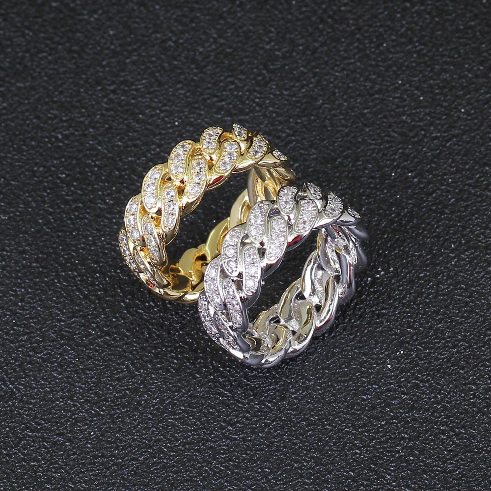 Iced 8mm Cuban Ring in Gold