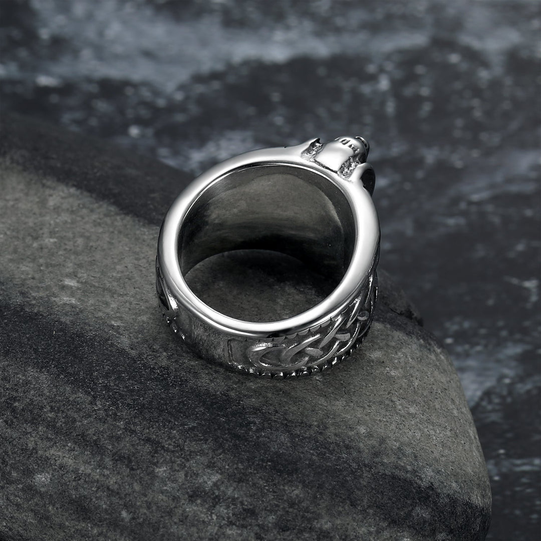 Nordic Pride Handcrafted Stainless Steel Thor's Gavel and Celtic Knotwork Ring