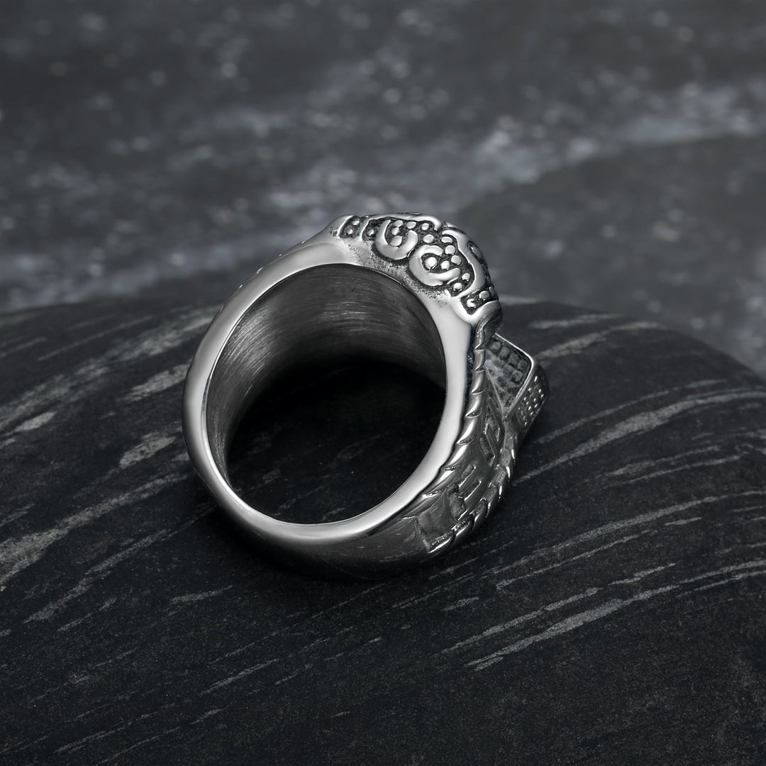 Nordic Pride Handcrafted Stainless Steel Thor's Gavel and Rune Ring
