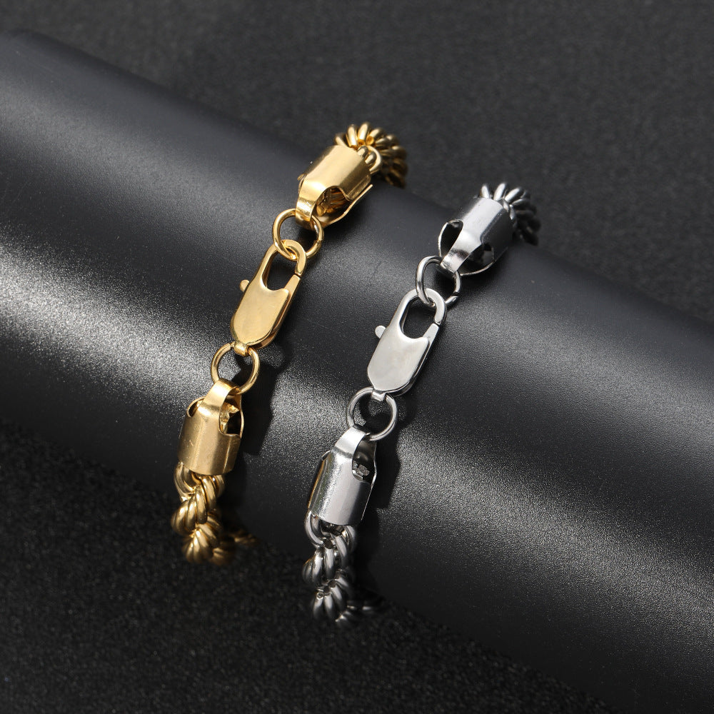 8mm White Gold Rope Bracelet
