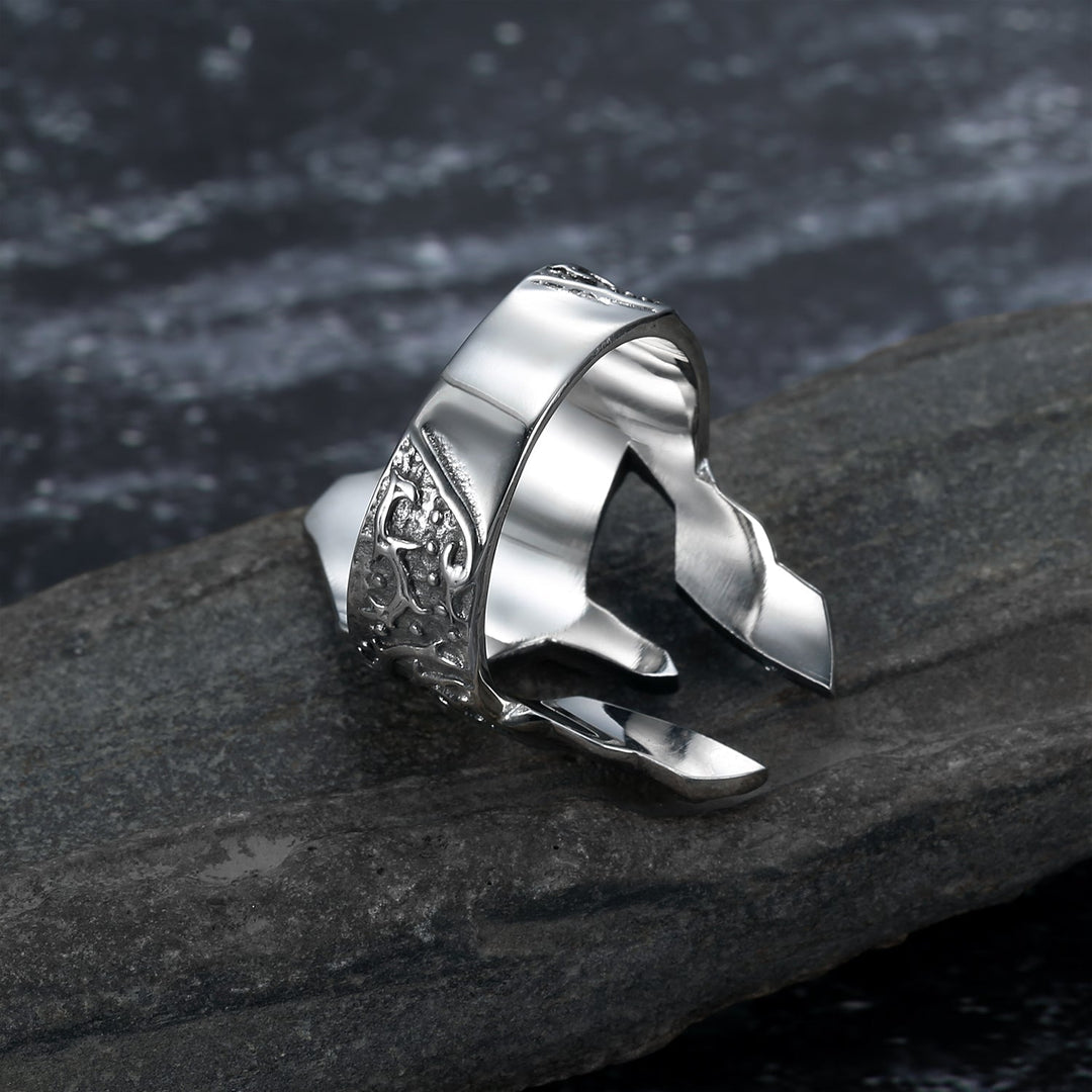 Nordic Pride Handcrafted Stainless Steel Soldier Helmet Ring