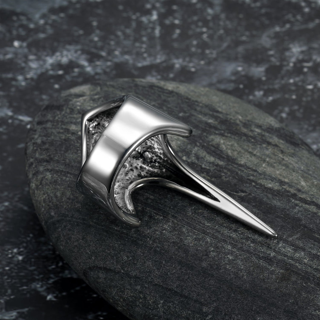 Nordic Pride Handcrafted Stainless Steel Stylized Raven Skull Ring