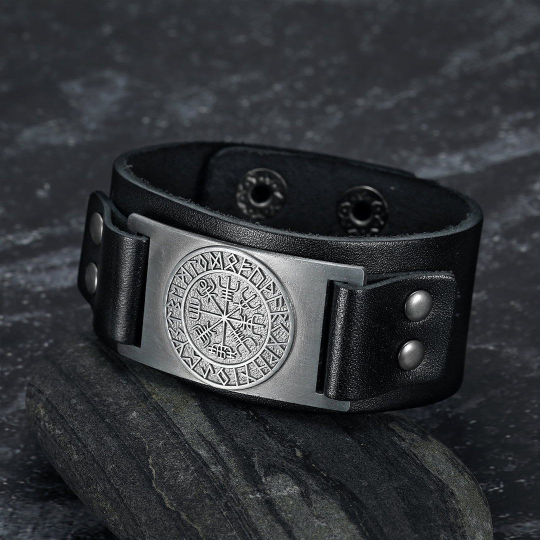 Nordic Pride Leather Nordic Icelandic Stave Arm Cuff