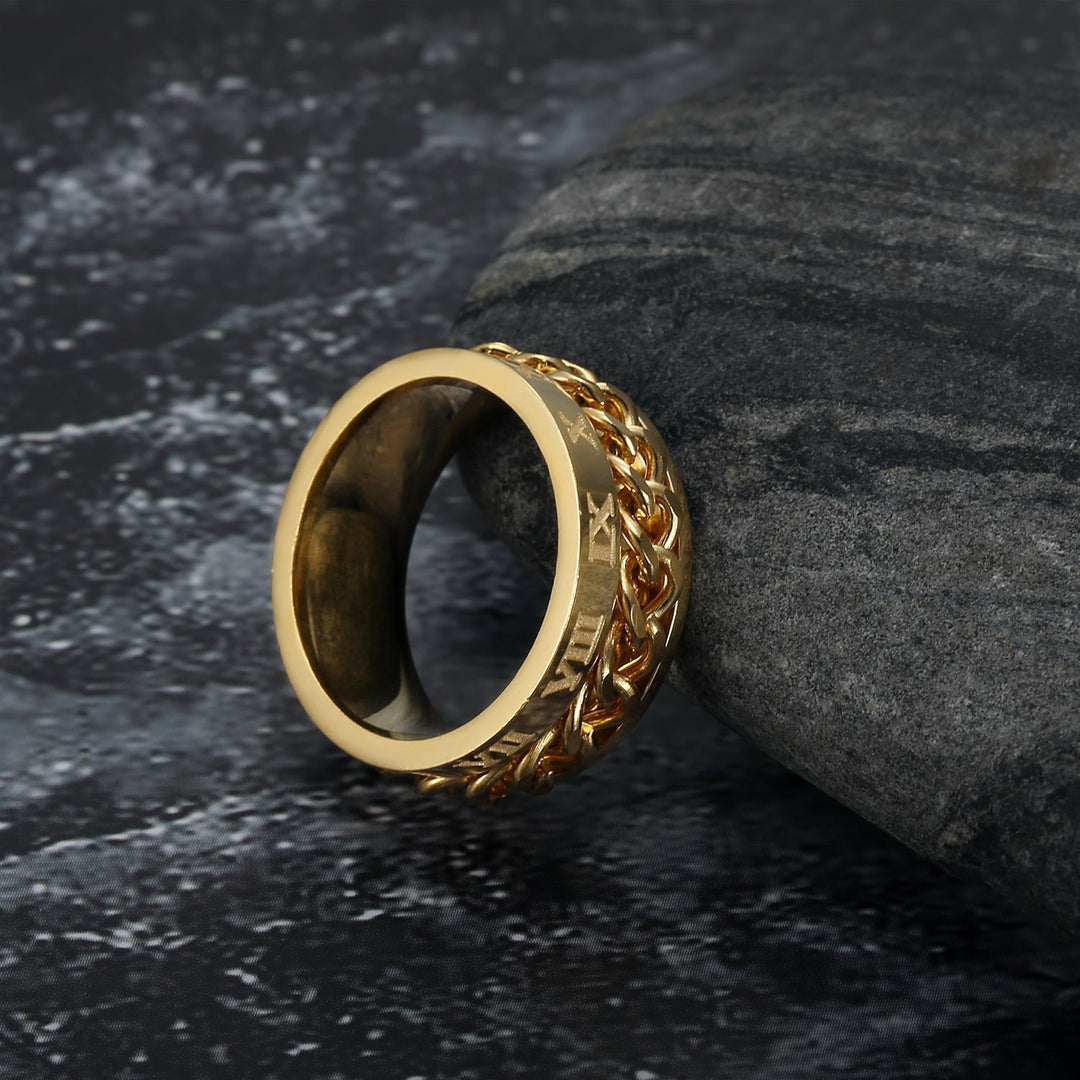 Nordic Pride Handcrafted Stainless Steel Rotating Rune Ring
