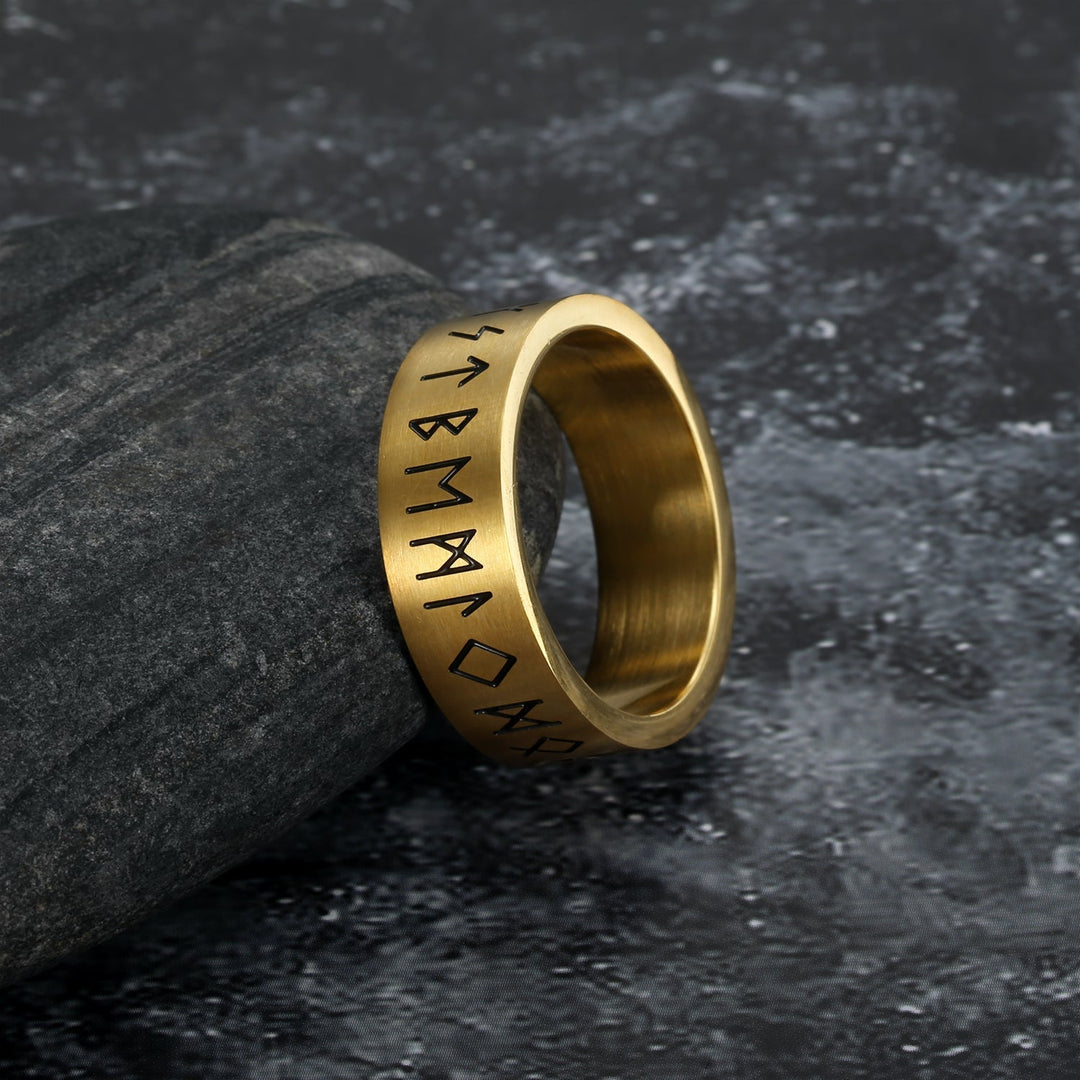 Nordic Pride Handcrafted Stainless Steel Wide Rune Ring