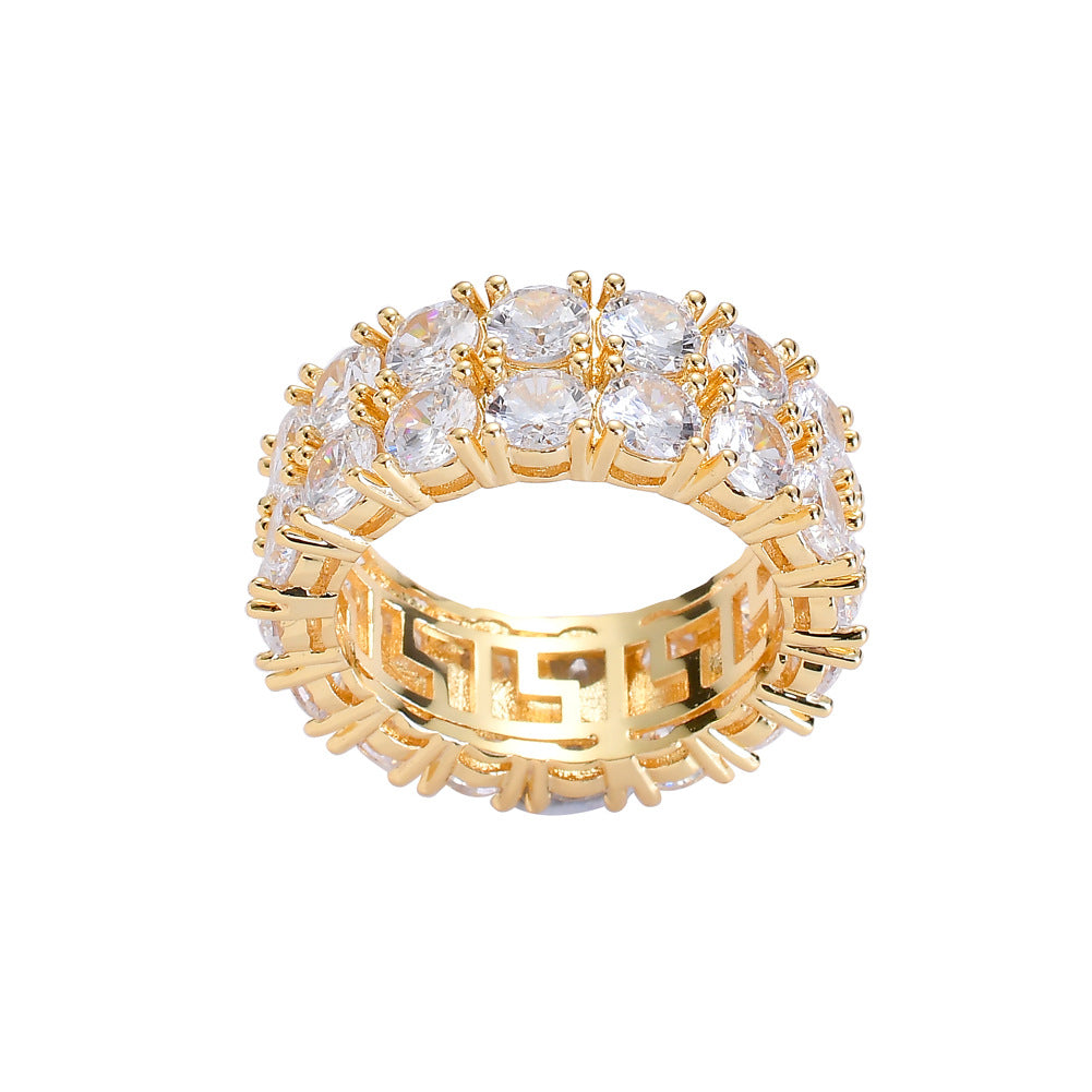 Double-Row Brilliant-Cut Ring in 14K Gold