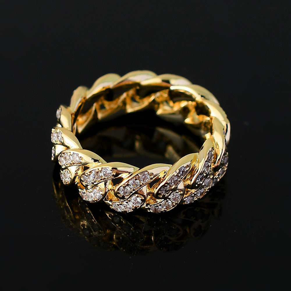 Iced 8mm Cuban Ring in Gold