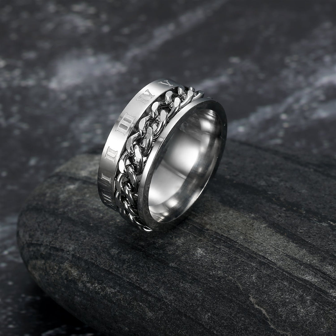 Nordic Pride Handcrafted Stainless Steel Rotating Rune Ring