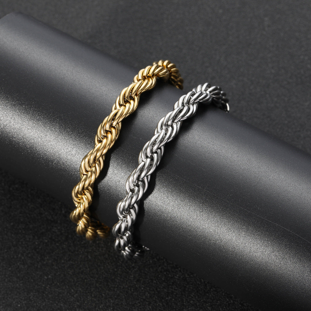 8mm White Gold Rope Bracelet