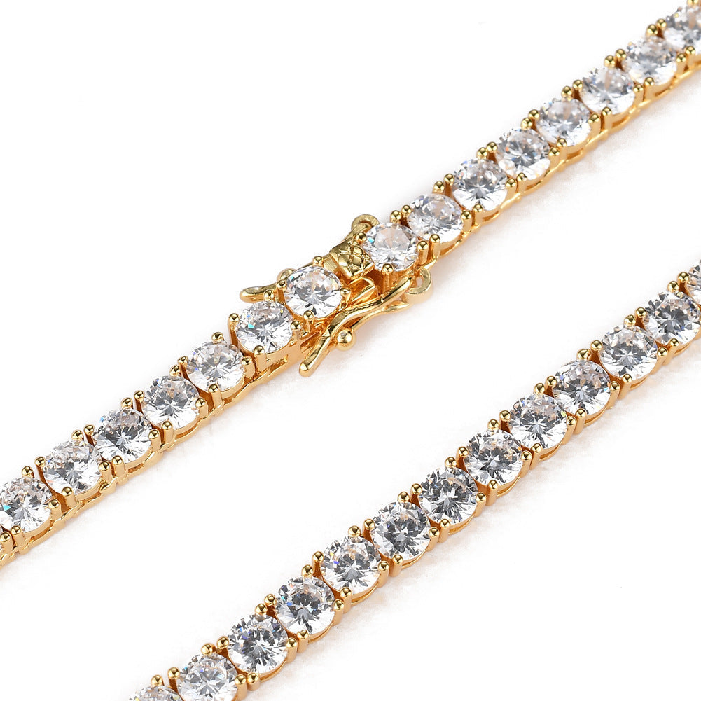 3mm +5mm White Gold Tennis Chain Set