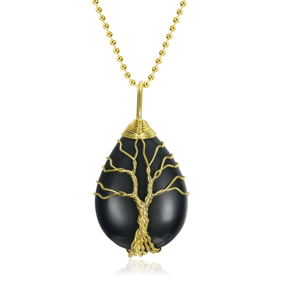 [LIMITED EDITION] Celtic Tree of Life Pendant & Chain on Teardrop Semi-Precious Stone