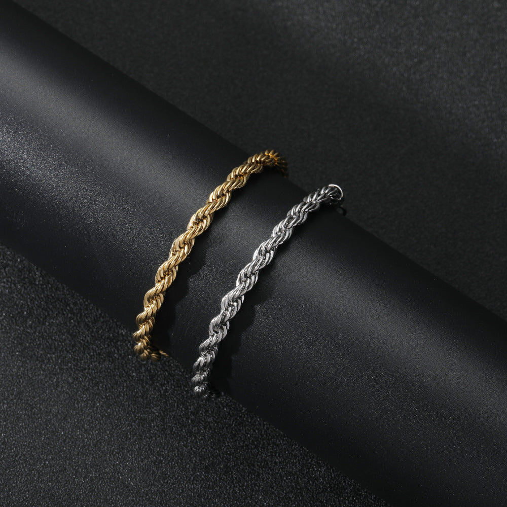5mm White Gold Rope Bracelet