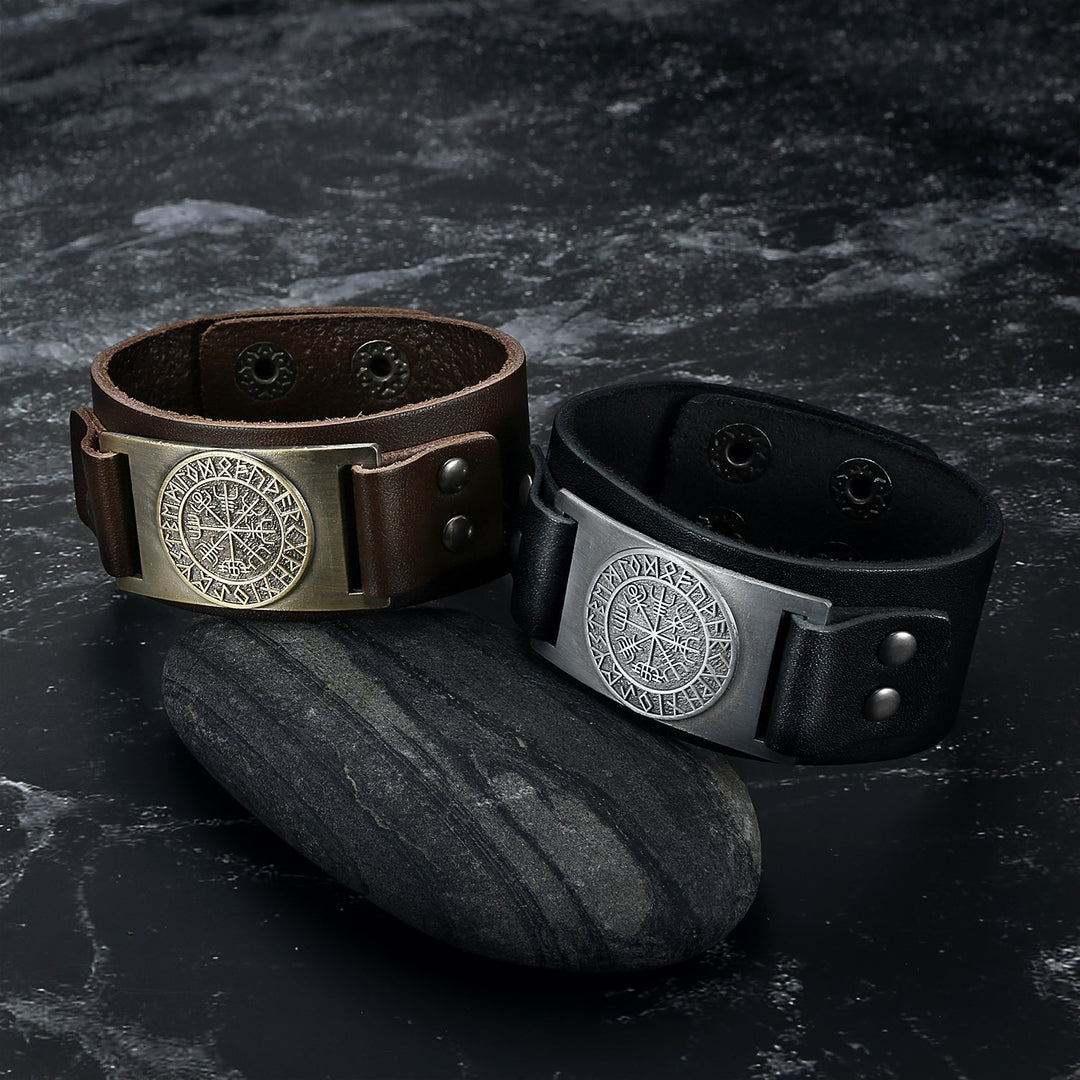 Nordic Pride Leather Nordic Icelandic Stave Arm Cuff