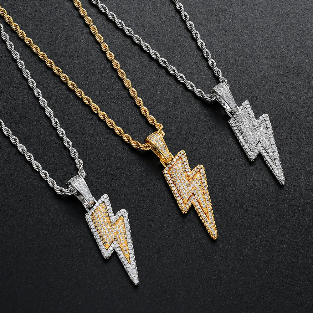 Iced Flash Pendant in White Gold