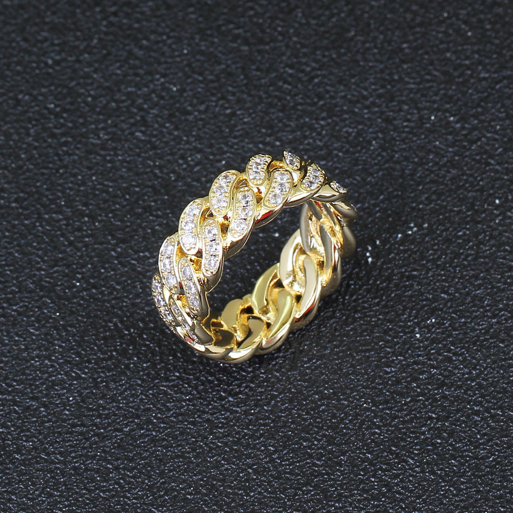 Iced 8mm Cuban Ring in Gold