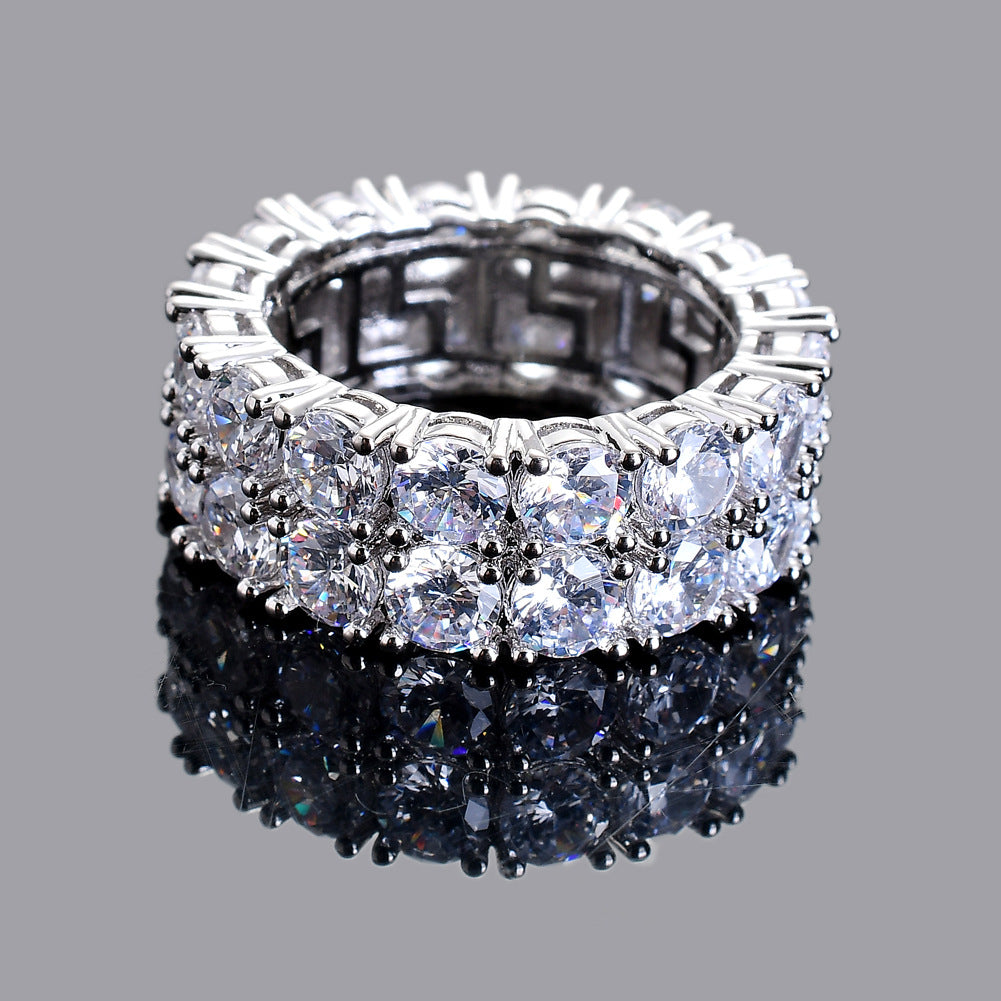 Double-Row Brilliant-Cut Ring in White Gold