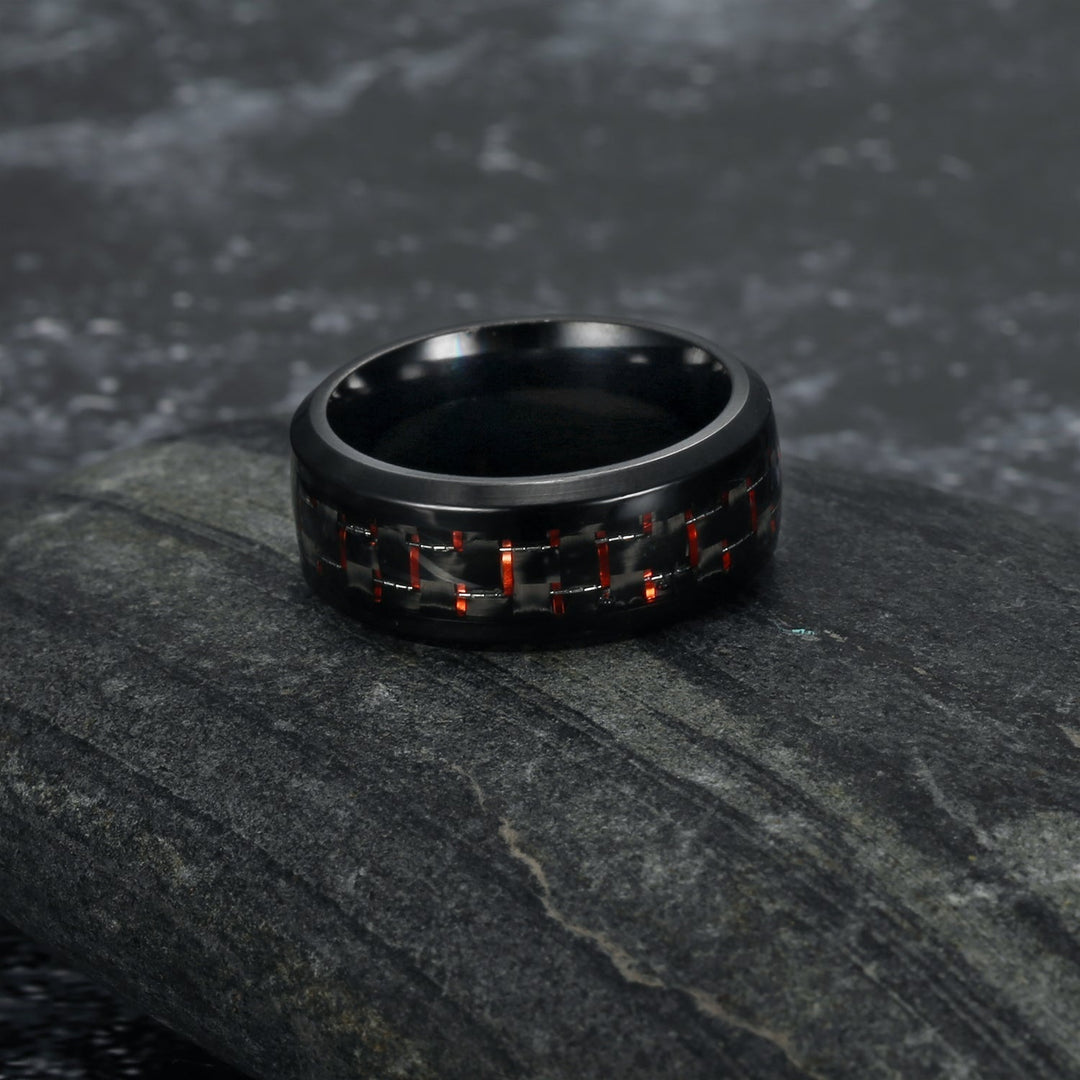 Nordic Pride Carbon Fibre Basilisk Scale Nordic Wedding Rings
