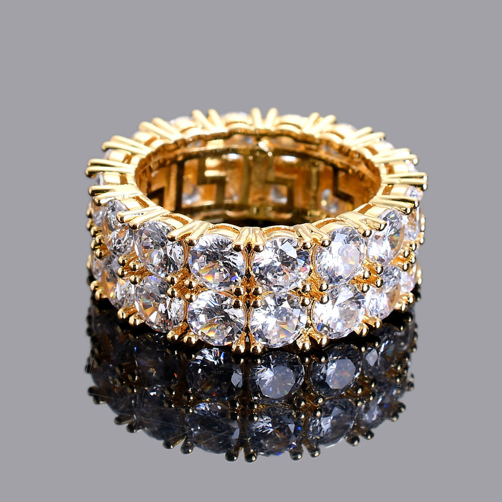 Double-Row Brilliant-Cut Ring in 14K Gold
