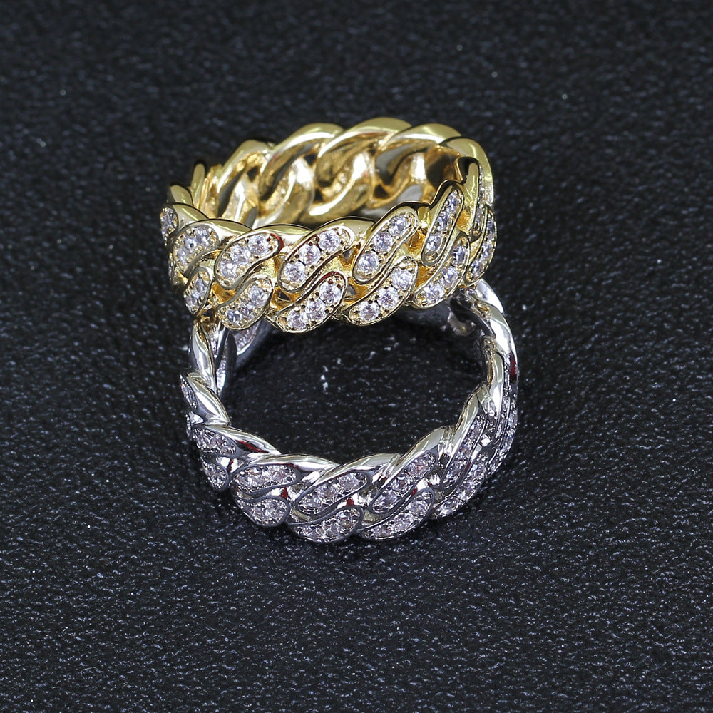 Iced 8mm Cuban Ring in White Gold