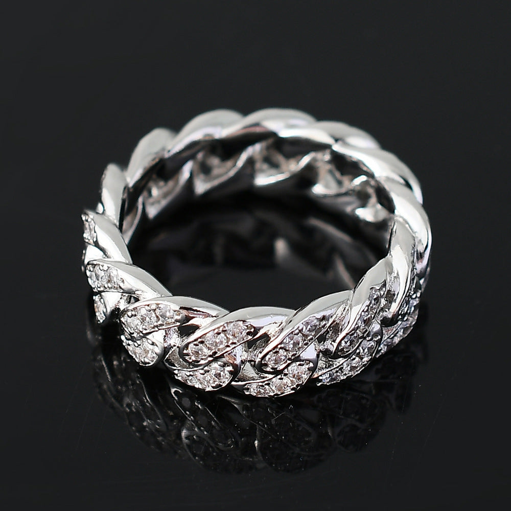 Iced 8mm Cuban Ring in White Gold