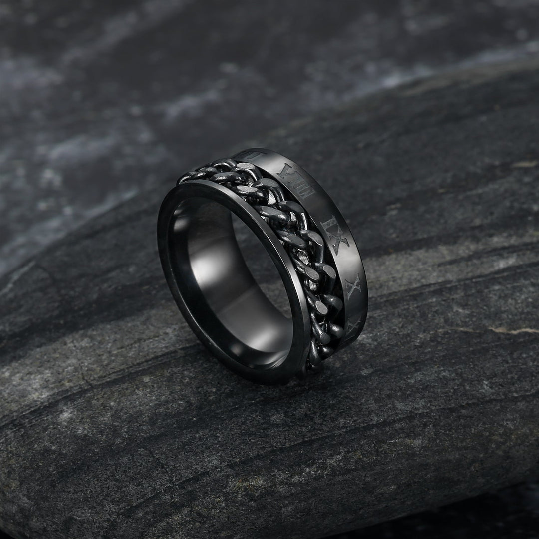 Nordic Pride Handcrafted Stainless Steel Rotating Rune Ring