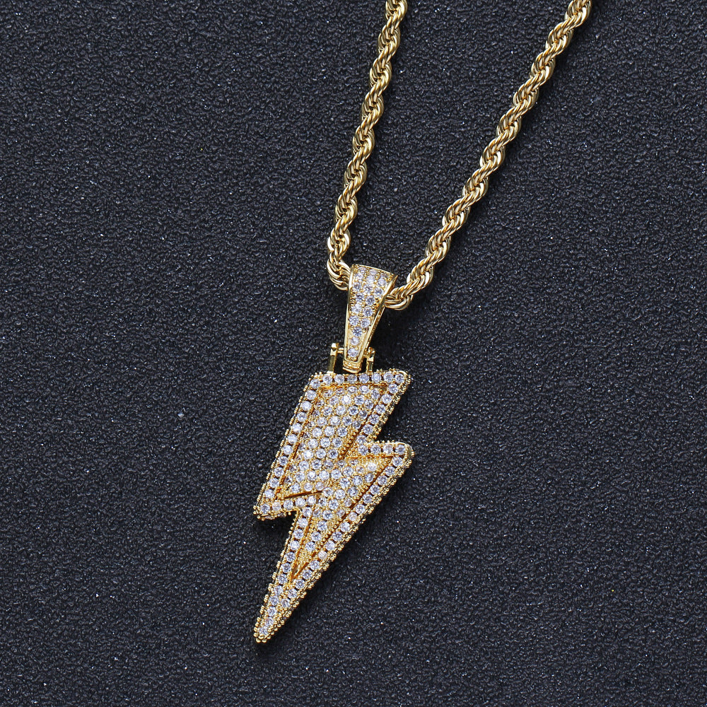 Iced Flash Pendant in 14K Gold