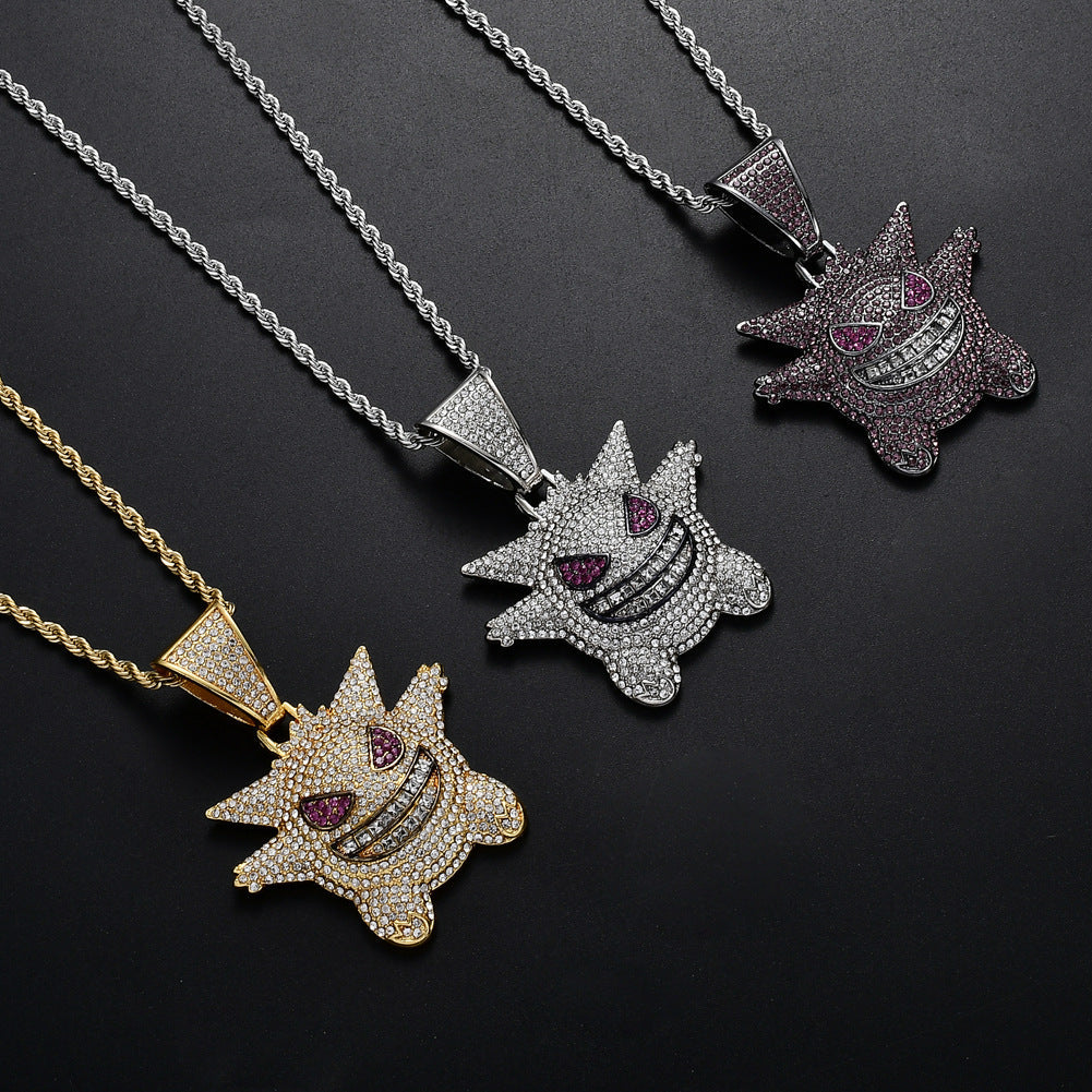 Purple Iced Gengar Pendant in Black Gold