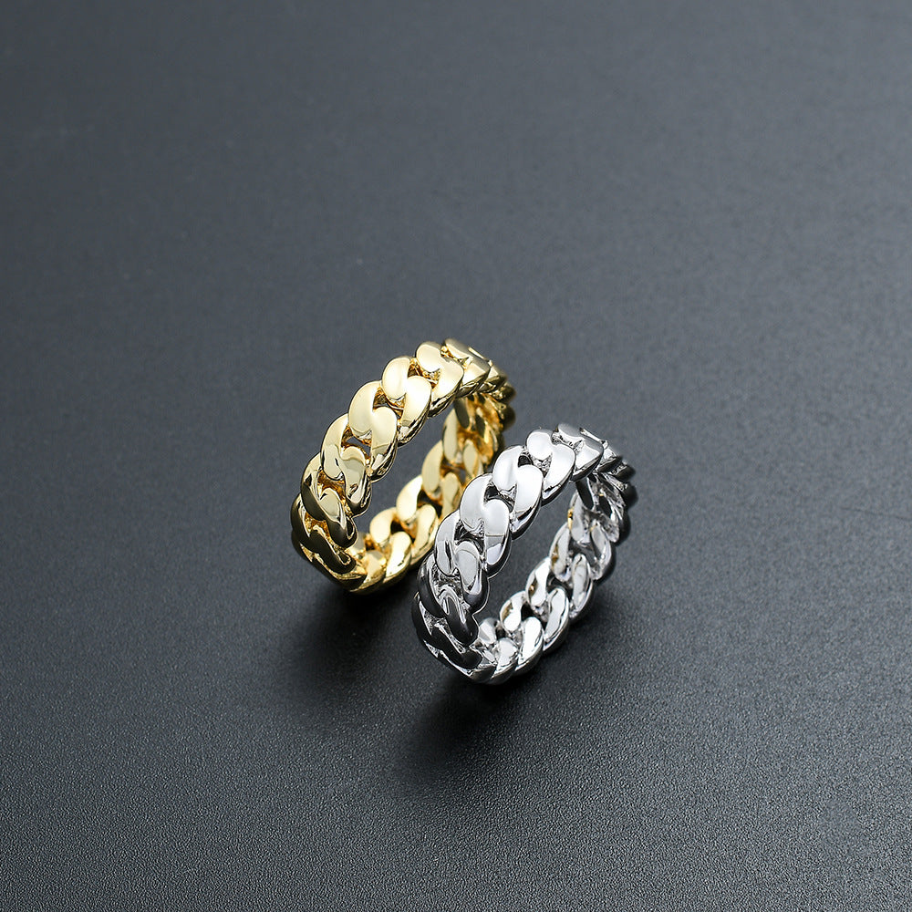 6mm Cuban Ring in White Gold