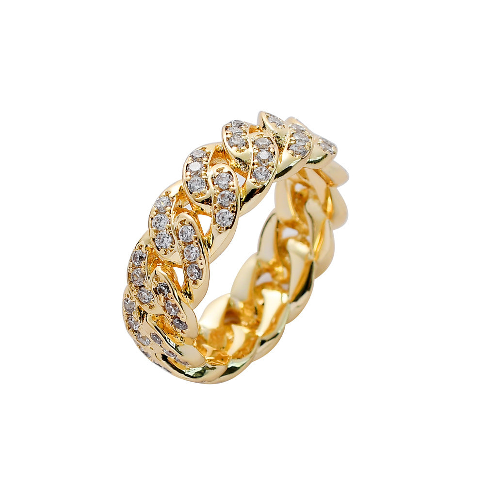 Iced 8mm Cuban Ring in Gold