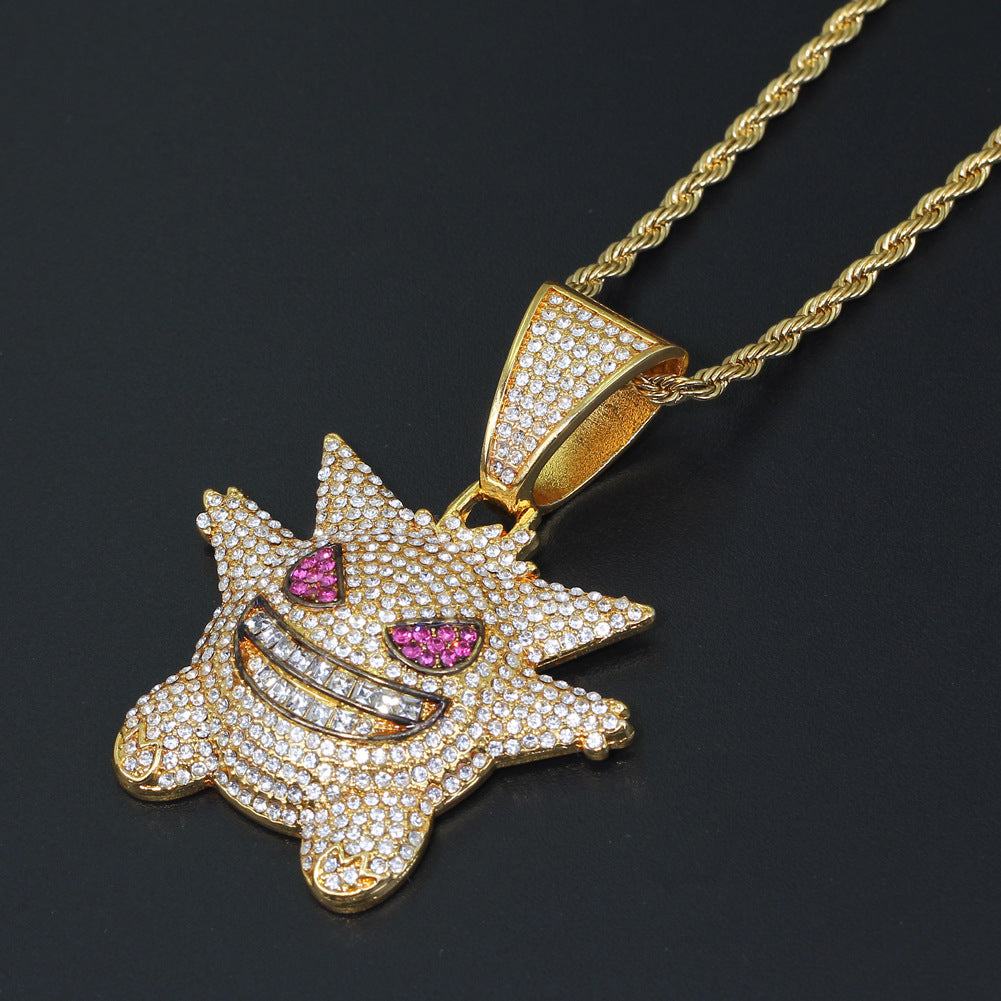 Iced Gengar Pendant in 14K Gold