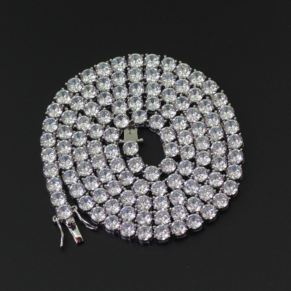 3mm +5mm White Gold Tennis Chain Set