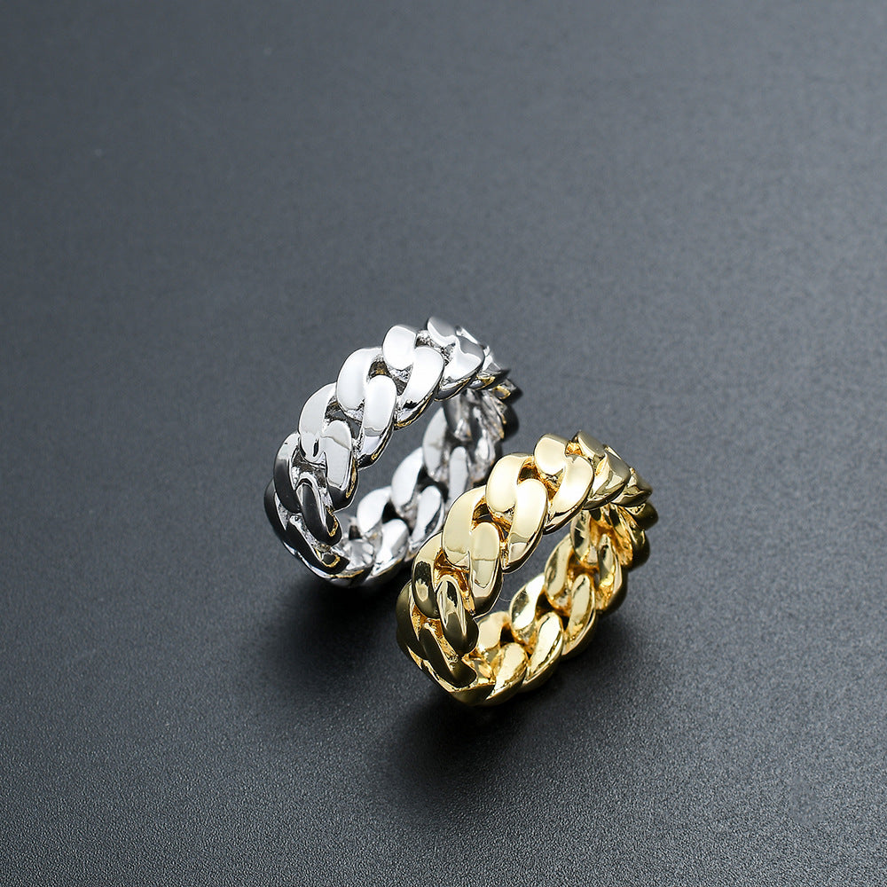 8mm Cuban Ring in White Gold
