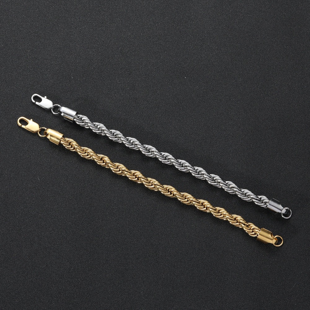 8mm White Gold Rope Bracelet