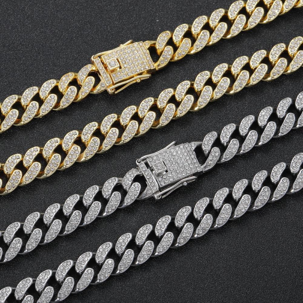 12mm White Gold Iced Miami Cuban Chain