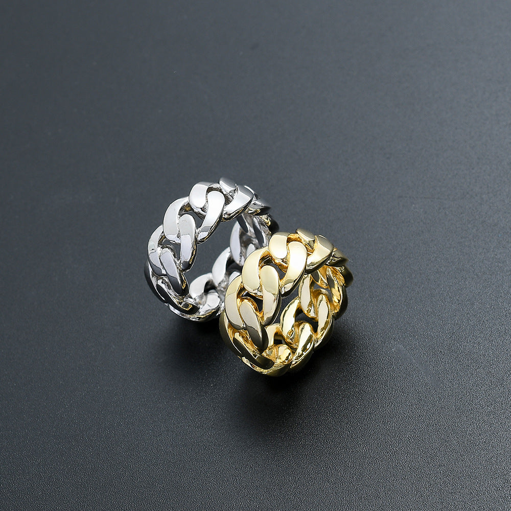 10mm Cuban Ring in White Gold