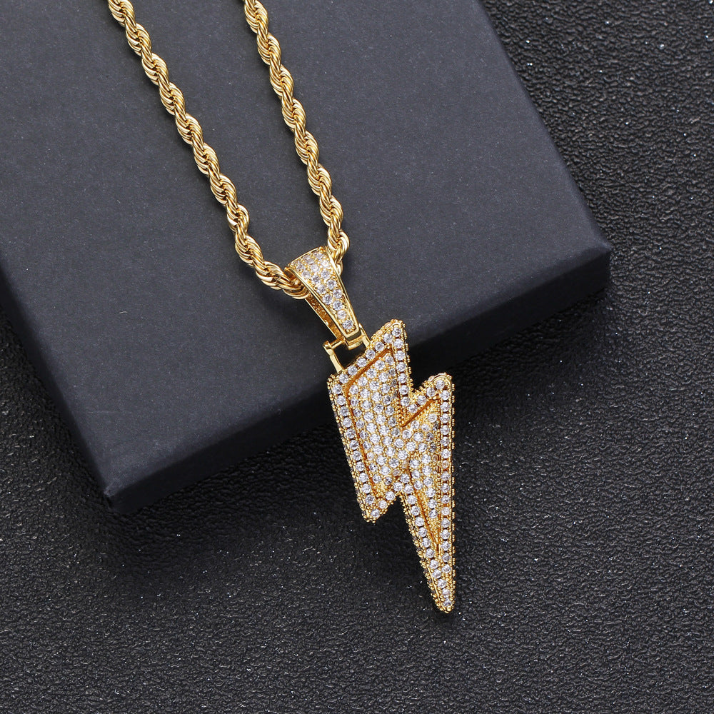 Iced Flash Pendant in 14K Gold