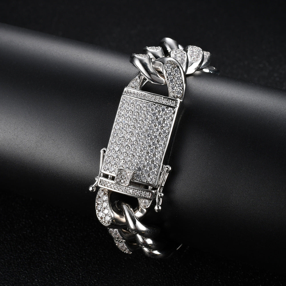 20mm White Gold Iced Miami Cuban Bracelet