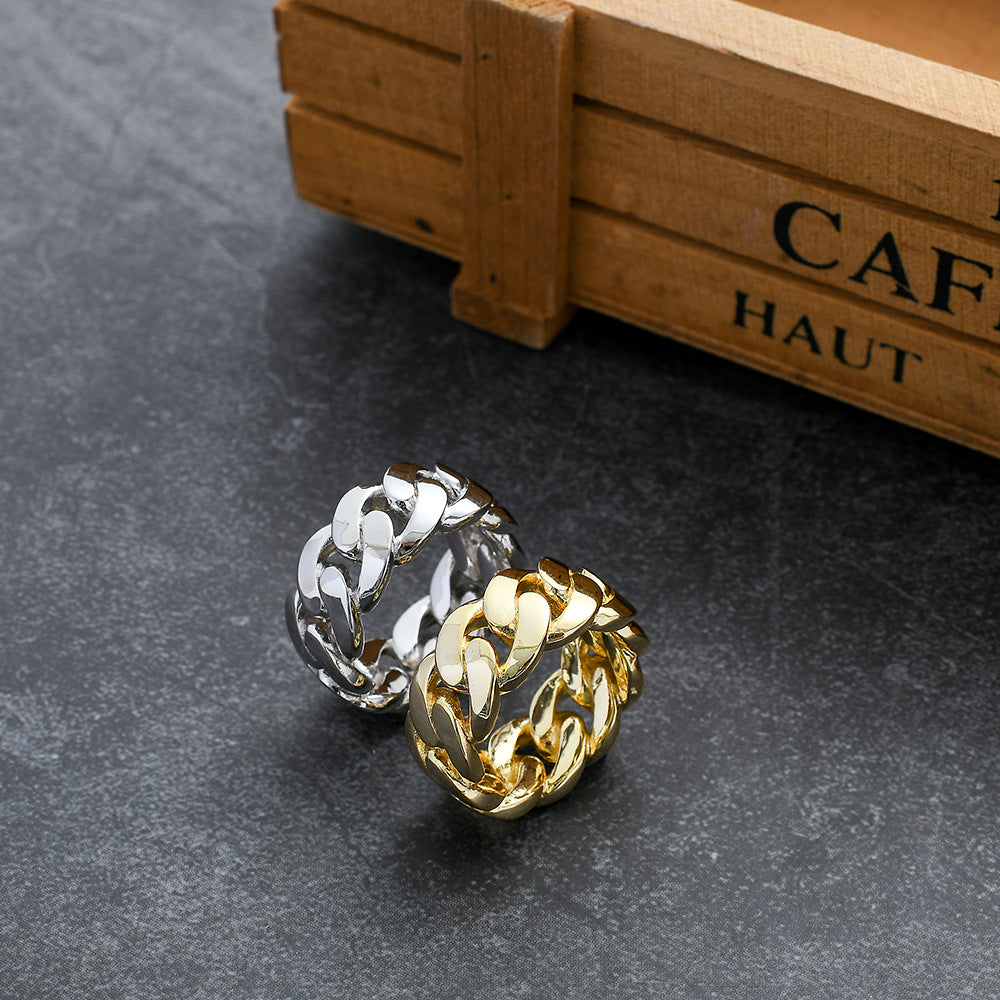 10mm Cuban Ring in White Gold