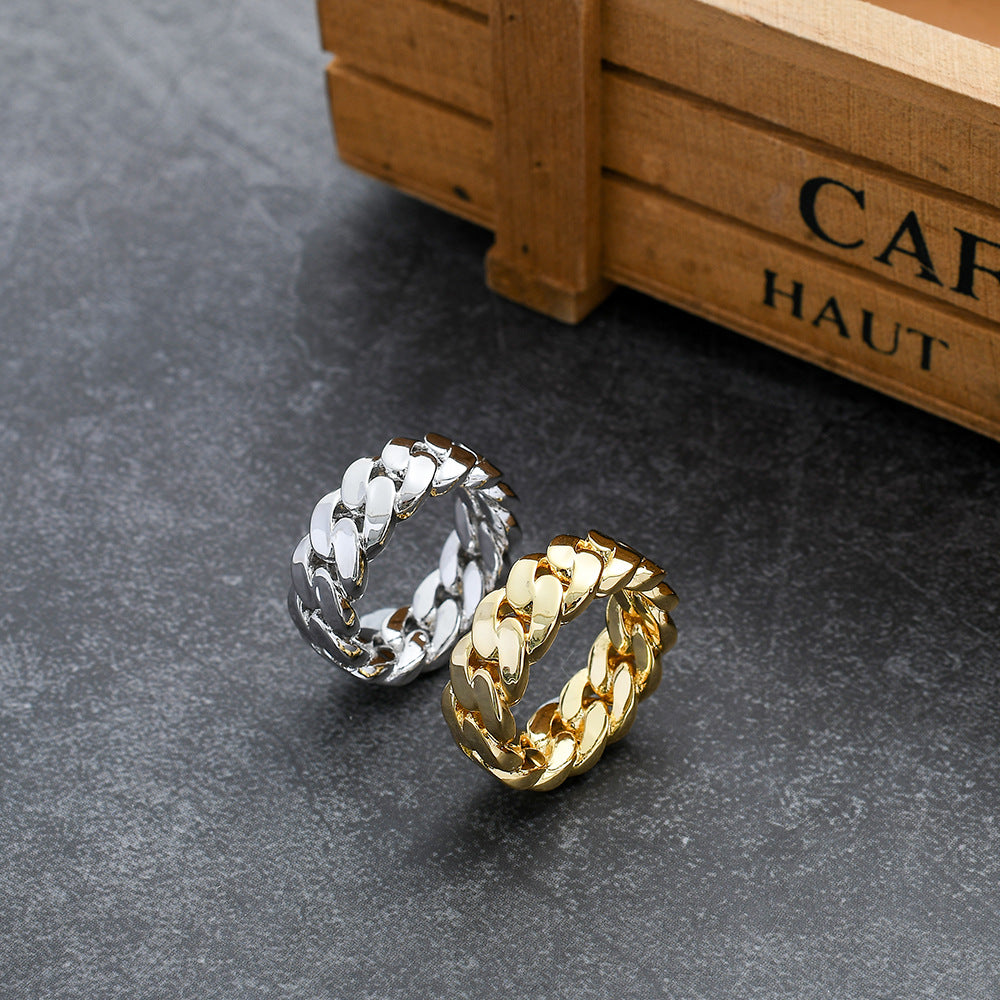8mm Cuban Ring in White Gold