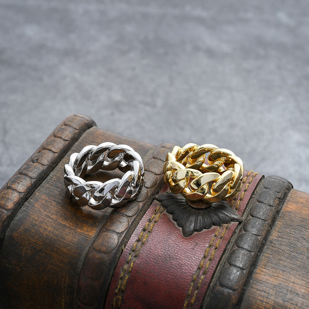 10mm Cuban Ring in White Gold