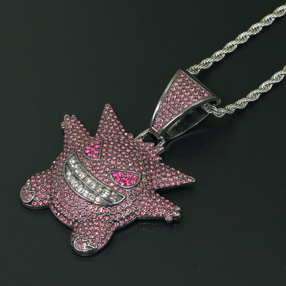 Purple Iced Gengar Pendant in Black Gold