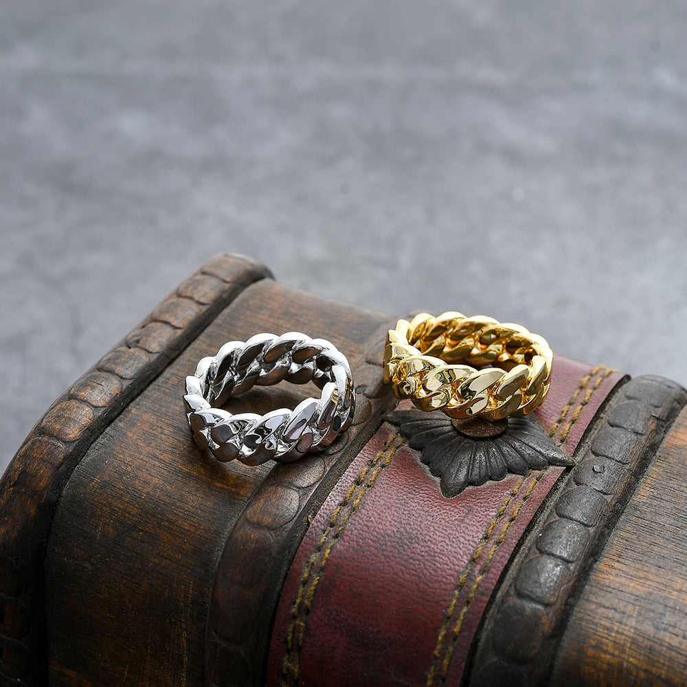 8mm Cuban Ring in White Gold