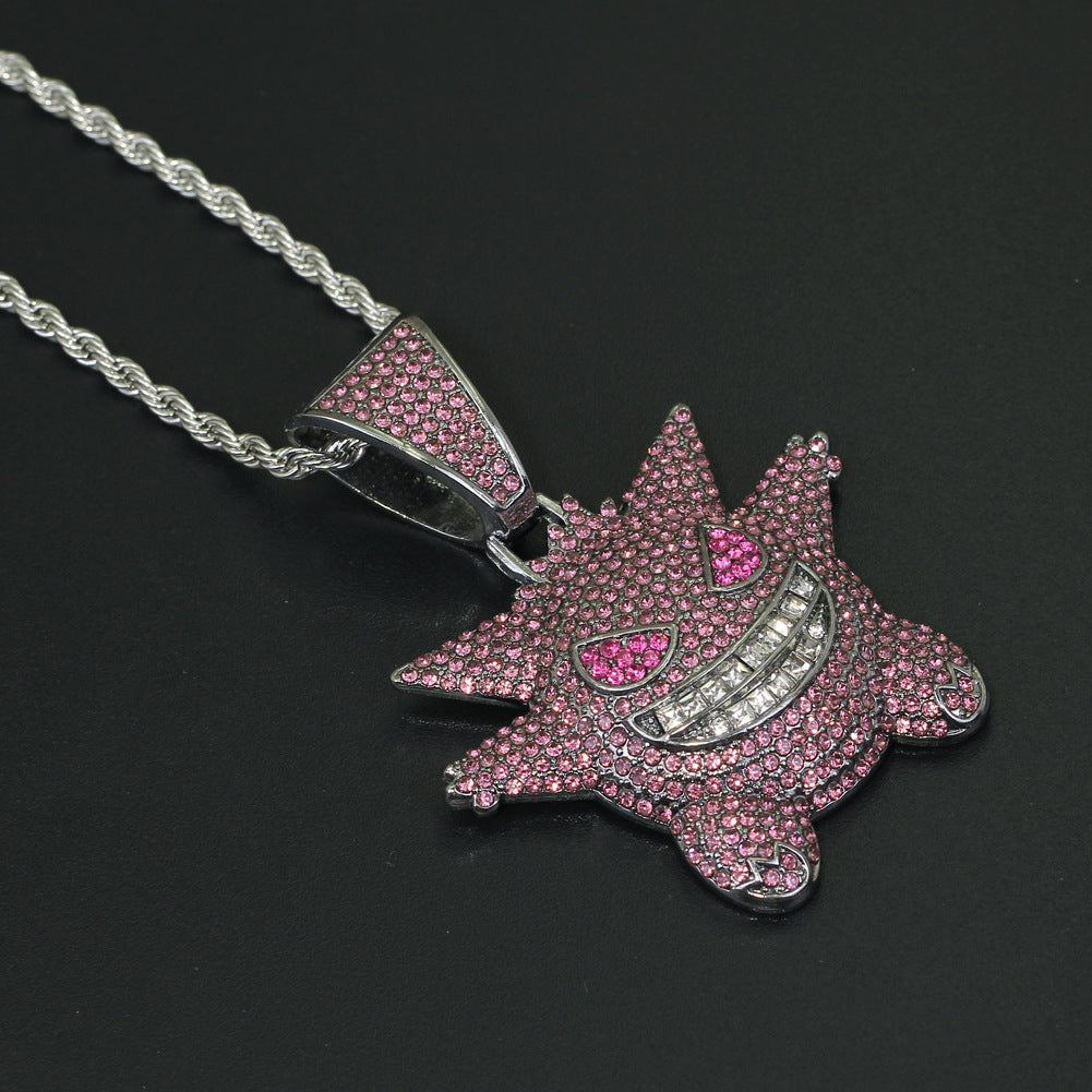 Purple Iced Gengar Pendant in Black Gold