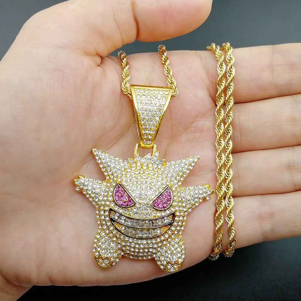 Iced Gengar Pendant in 14K Gold