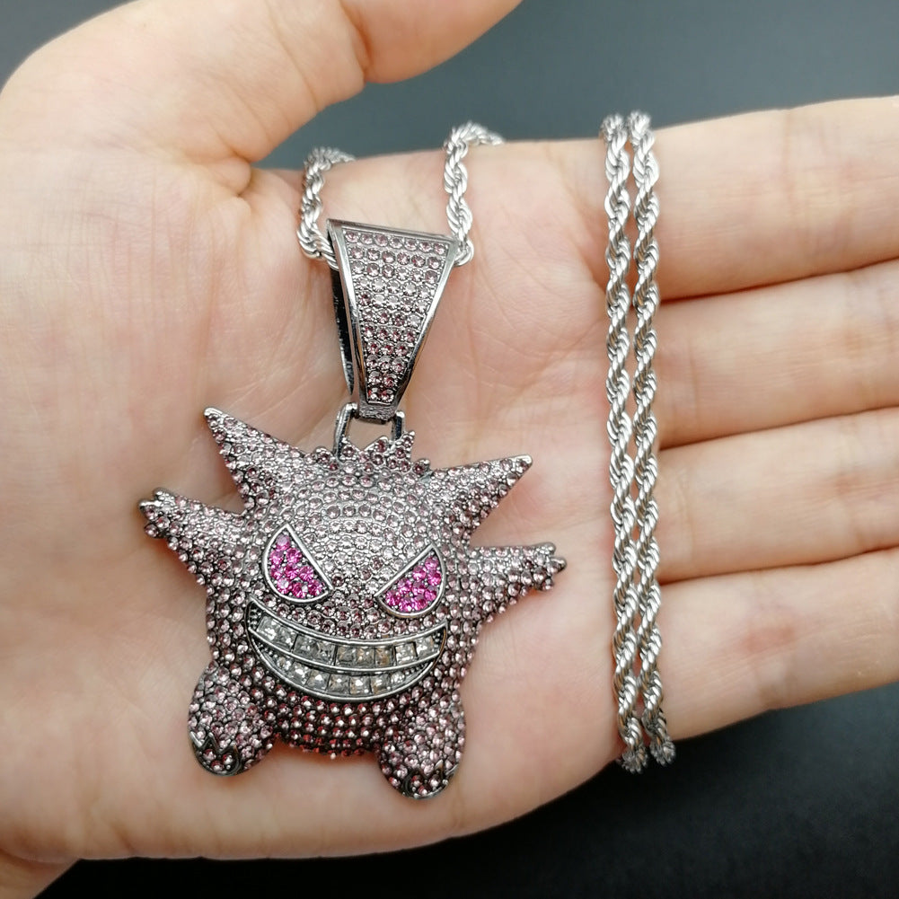 Purple Iced Gengar Pendant in Black Gold