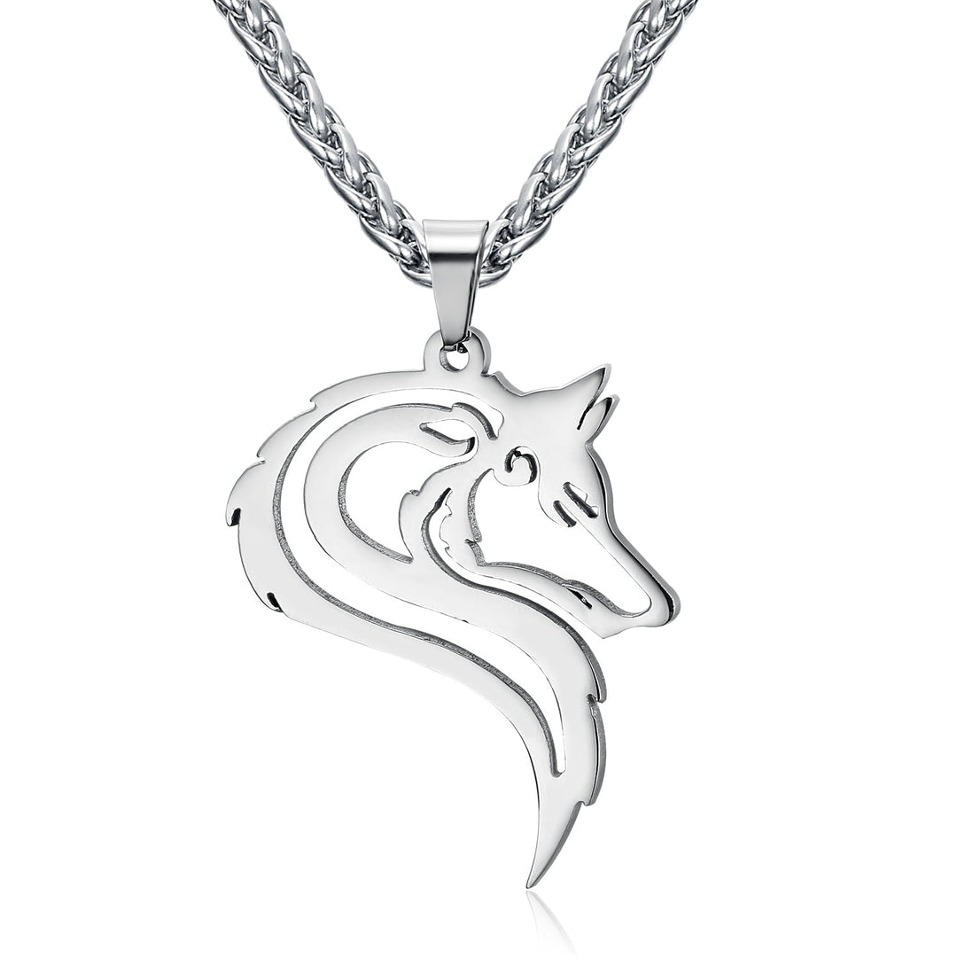 Nordic Pride Handcrafted Stainless Steel Odin's Grey Wolf Head Pendant