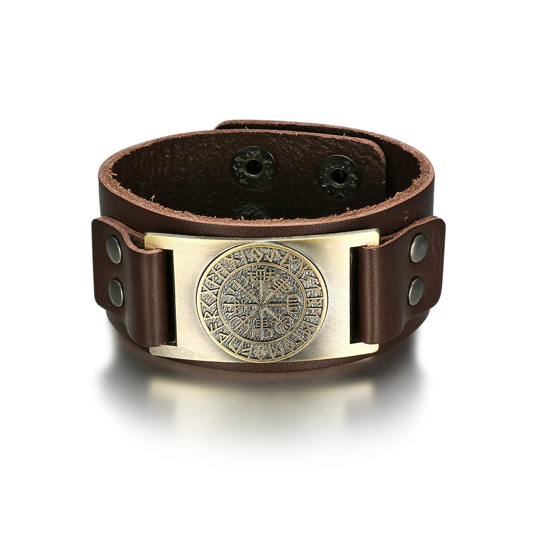 Nordic Pride Leather Nordic Icelandic Stave Arm Cuff