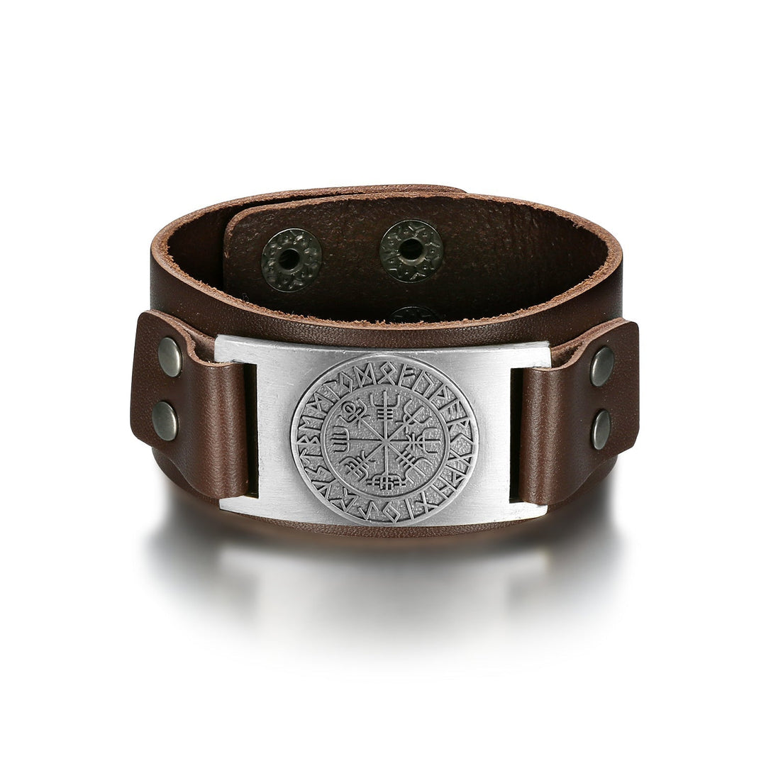Nordic Pride Leather Nordic Icelandic Stave Arm Cuff