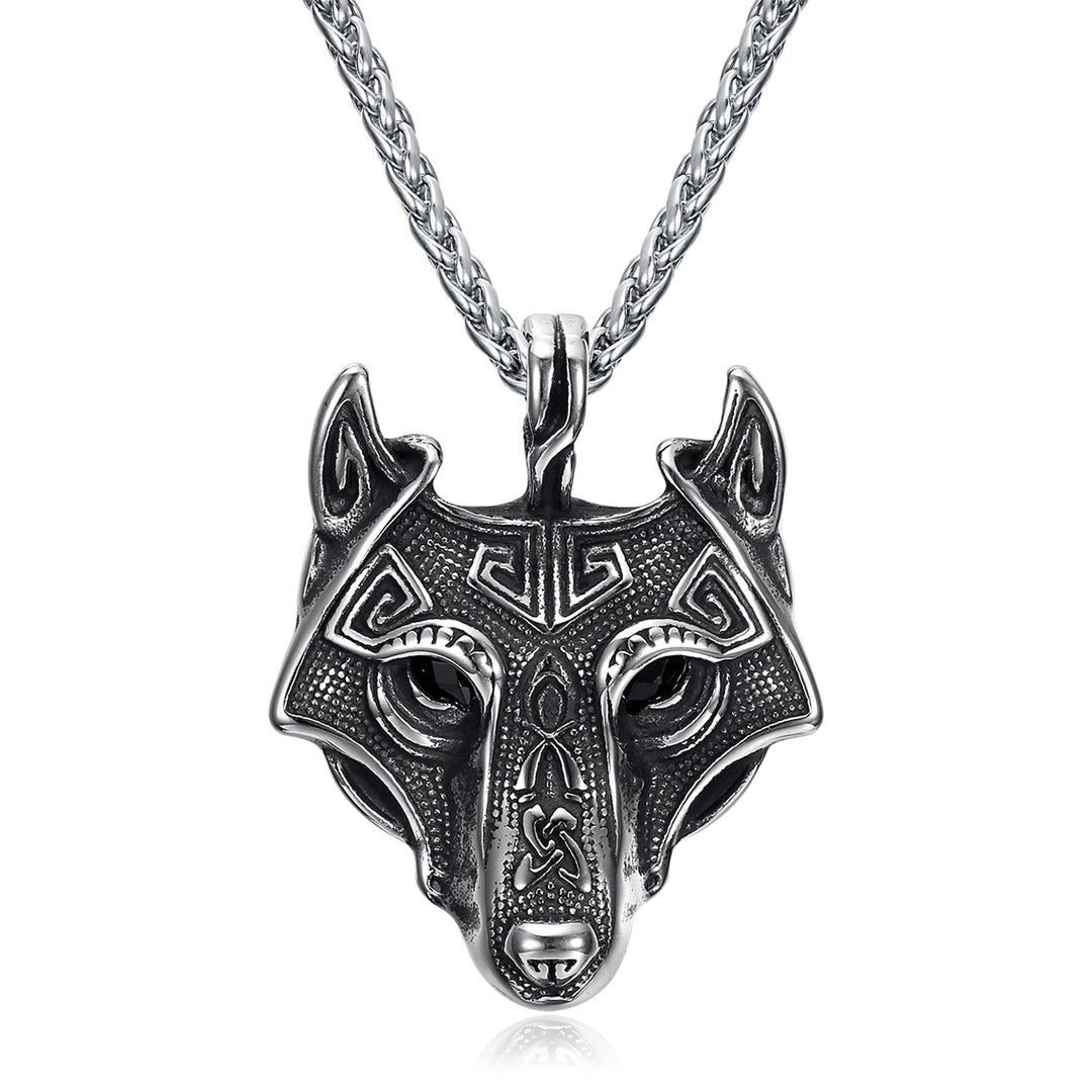 Nordic Pride Grey Wolf Head Nordic Pendant - Metal Chain